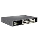 18‑Port Unmanaged PoE Switch, 16×PoE+ 10/100Mbps Ports @250W Total, 2 Gigabit Uplink Ports, IEEE802.3af/at, PoE Watchdog, VLAN &amp; 250m Transmission, Metal Fanless Plug &amp; Play for IP Camera