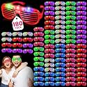 180 Pack LED Glasses, 6 Colors, Glow in The Dark Party Supplies