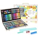 180-Piece Portable Art Set For Kids Variety, Drawing, Painting, Crayons, Color Pencils, Markers Wooden Case with Oil Pastels, Crayons, Colored Pencils, Markers, Gift for Kids Teens (180 piece)