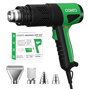 1800w industrial heat gun fast heating 168 to 1500 variable temperature control overheat protection 2-speed airflow with 4