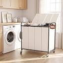 180L Laundry Sorter 4 Section with Lockable Wheels and Lid White