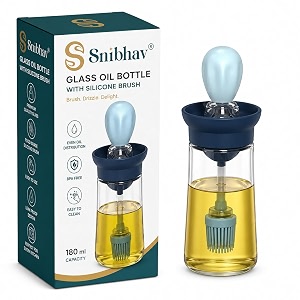 180ml glass oil bottle with silicone brush for cooking leakproof