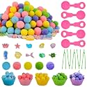 185pcs Summer Ocean Animal Sensory Bin Filler Fine Motor Toys Ocean Animals Sensory Bin Items Resin Crab, Starfish, Sea Snail, Pearl Shell Pom Poms for Preschool Education Counting Sorting