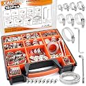 185Pcs Worm Gear Hose Clamps Kit 1/4"-2"(6-51mm) with Tools for Pipeline