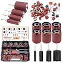 187-Piece Sanding Drum Kit for Drill & Drill Press – Includes 2inch Spindle Sander Sleeves (60/80/120/240 Grit), 4 Rubber Sanding Drums, 1/4-Inch Shank,Versatile Sander Accessory with Box