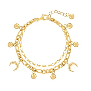 18k gold plated moonlit dreams moon charm bracelet for women  waterproof and anti tarnish demifine jewelry  gifts for women amp girls  1 year warranty
