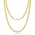 3.5mm 18k Plated Gold Cuban Chain Necklace for Men Women 20 Inch