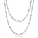 18k Gold Plated 925 Sterling Silver Chain Necklace for Men Women, 3.5mm, 4mm, 5mm Diamond Cut Cuban Link Chain, Sturdy &amp; Shiny &amp; Not Easy to Fade &amp; Comfortable 16 18 20 22 24 26 Inches