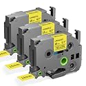 18mm 3/4" Black on Yellow Label Tape Compatible with Brother PTouch TZe-641