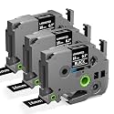 18mm 3/4" White on Black Label Refill Compatible with Brother PTouch TZe345