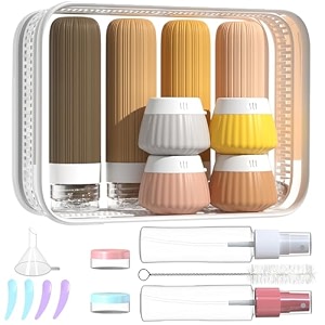 18pack travel bottles for toiletriestsa approved silicone travel containers jar for toiletriesleak proof refillable liqus shampoo and conditioner travel essentials toiletry bottles yellow