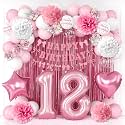 18th Birthday Decorations Girls Pink Number 18 Balloon Bow Coquette Party