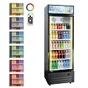 Takywep 19.1 Cu.Ft Commercial Beverage Cooler - 280-Can Glass Door Display Fridge, RGB LED Lights w/Remote, Air-Cooled Frost-Free Top Light Box for Bar/Restaurant/Store (Black)
