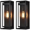 19" Large Outdoor Wall Light Fixtures, Black Porch Light, 2 Pack