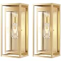19" Large Outdoor Wall Light Fixtures, Gold Porch Light, 2 Pack