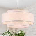 19.7" Modern Drum Chandelier, 4-Light Black Ceiling Light Fixture