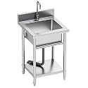 19.7in Freestanding Stainless Steel Utility Sink with 304 Faucet