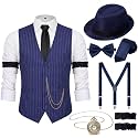 1920s Mens Costume Outfit, Roaring 20s Gatsby Accessories for Men, Vest Hat
