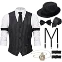 1920s Mens Costume Outfit, Roaring 20s Gatsby Accessories for Men, Vest Hat
