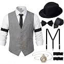 1920s Mens Costume Outfit, Roaring 20s Gatsby Accessories for Men, Vest Hat