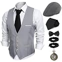 1920s Mens Costume, Roaring 20s Outfits for Men, 1920s Mens Outfit Accessories with Vest Hat, Gatsby Gangster Costume for Men