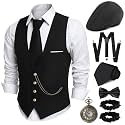 1920s Mens Costume, Roaring 20s Outfits for Men, 1920s Mens Outfit Accessories with Vest Hat, Gatsby Gangster Costume for Men