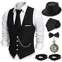 1920s Mens Costume, Roaring 20s Outfits for Men, 1920s Mens Outfit Accessories with Vest Hat, Gatsby Gangster Costume for Men