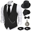 1920s Mens Costume, Roaring 20s Outfits for Men, 1920s Mens Outfit Accessories with Vest Hat, Gatsby Gangster Costume for Men