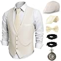 1920s Mens Costume, Roaring 20s Outfits for Men, 1920s Mens Outfit Accessories with Vest Hat, Gatsby Gangster Costume for Men