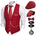 1920s Mens Costume, Roaring 20s Outfits for Men, 1920s Mens Outfit Accessories with Vest Hat, Gatsby Gangster Costume for Men