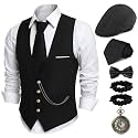 1920s Mens Costume, Roaring 20s Outfits for Men, 1920s Mens Outfit Accessories with Vest Hat, Gatsby Gangster Costume for Men