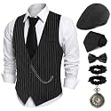 1920s Mens Costume, Roaring 20s Outfits for Men, 1920s Mens Outfit Accessories with Vest Hat, Gatsby Gangster Costume for Men