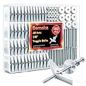192Pcs 1/8 Inch Toggle Bolts, Heavy Duty Drywall Anchors and Screws Kit, Butterfly Anchors Toggle Bolts and Wing Nut Kit with Nuts Washers for Hollow Wall, Ceiling (48 Sets)
