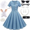 1950s Polka Dot Dresses for Women Tea Party Outfit with 50s Accessories