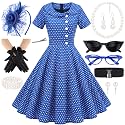1950s Polka Dot Dresses for Women Tea Party Outfit with 50s Accessories