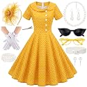 1950s Polka Dot Dresses for Women Tea Party Outfit with 50s Accessories