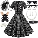 1950s Polka Dot Dresses for Women Tea Party Outfit with 50s Accessories