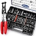 195Pcs 6-38mm Spring Hose Clamps Assortment Kit with Swivel Flat Band Fuel Hose Clamp Plier - 23 Sizes Fuel Line Silicone Vacuum Hose Low Pressure Air Clamps