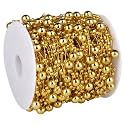 196FT 8mm 3mm Gold Faux Pearl Beads String Garland Roll Bulk for DIY Craft