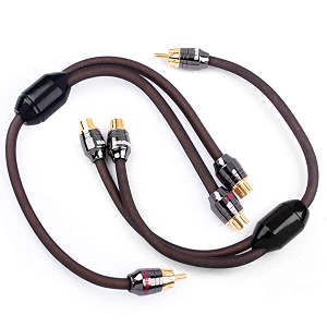 1ft 1 male to 2 female rca y adapter splitter connector 2 pack 1 male to 2 female