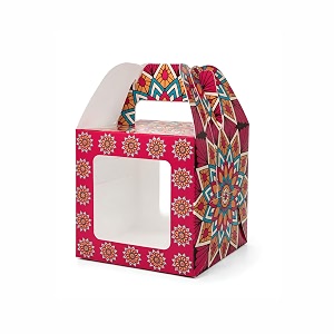 1kg pink modak box  20 pcs  premium designer paper sweet packaging box with window  festive gift box for modak amp laddu  elegant ganpati sweet packaging