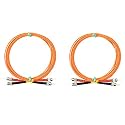 1M - 2Pack ST to ST Fiber Optic Patch Cable Multimode OM1 Duplex 62.5/125µm Optical Patch Cord 1G/10G Fiber Optic Cable ST-ST 1 Meter (3.2ft) Pack of 2.