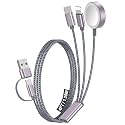 1Pack Travel Essentials for Apple Watch Charger,3-in-2 Multi Charging Cable