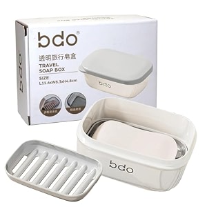 1pc 2in1 plastic portable leakproof travel bar soap holder box case with cover and drainage dish tray for bathroom camping travelling - best bar soap travel container whitegrey