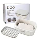 1Pc 2In1 Plastic Portable Leakproof Travel Bar Soap Holder Box Case with Cover and Drainage Dish Tray for Bathroom Camping Travelling - Best Bar Soap Travel Container (WhiteGrey)