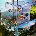 1Pc Clear Above Water Fish Tank, Aerial Extender Fish Tank Fish Elevator Water Auto-Refill Transparent Fish Tower for Ecological Landscaping Increase Bigger Space Aquarium Decoration