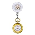 1PC Retractable Nurse Watch Pulsometer Scale 20 Beats Luminous Hands Secondhand Clip On Stethoscope Lapel Fob Pocket Watches for Doctor Nurse Easy to Read Silicone Cover for Women and Men