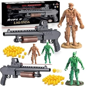 1pc short gun with 4pc big size army toys for kids 5 years old long range shooting gun army battle field playset shoot games toy for boys girls birthday gift for children fun activity items