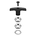 1pcs Black RV Sewer Valve Handle Replacement Kit for RV Waste Valve, RV Black Tank Handle ABS Plastic with Screws, Gasket and Nuts