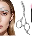 1Pcs Eyebrow Trimming Scissors with Comb Includes Shaping Spiral Brow Brush, Scissor & Comb in One, Ideal Present for Women & Men (Gray)